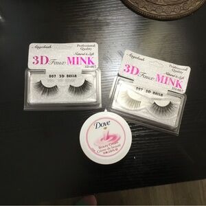 (124) 3D Faux Mink Lashes (007 3D Bella) with Dove Beauty Cream